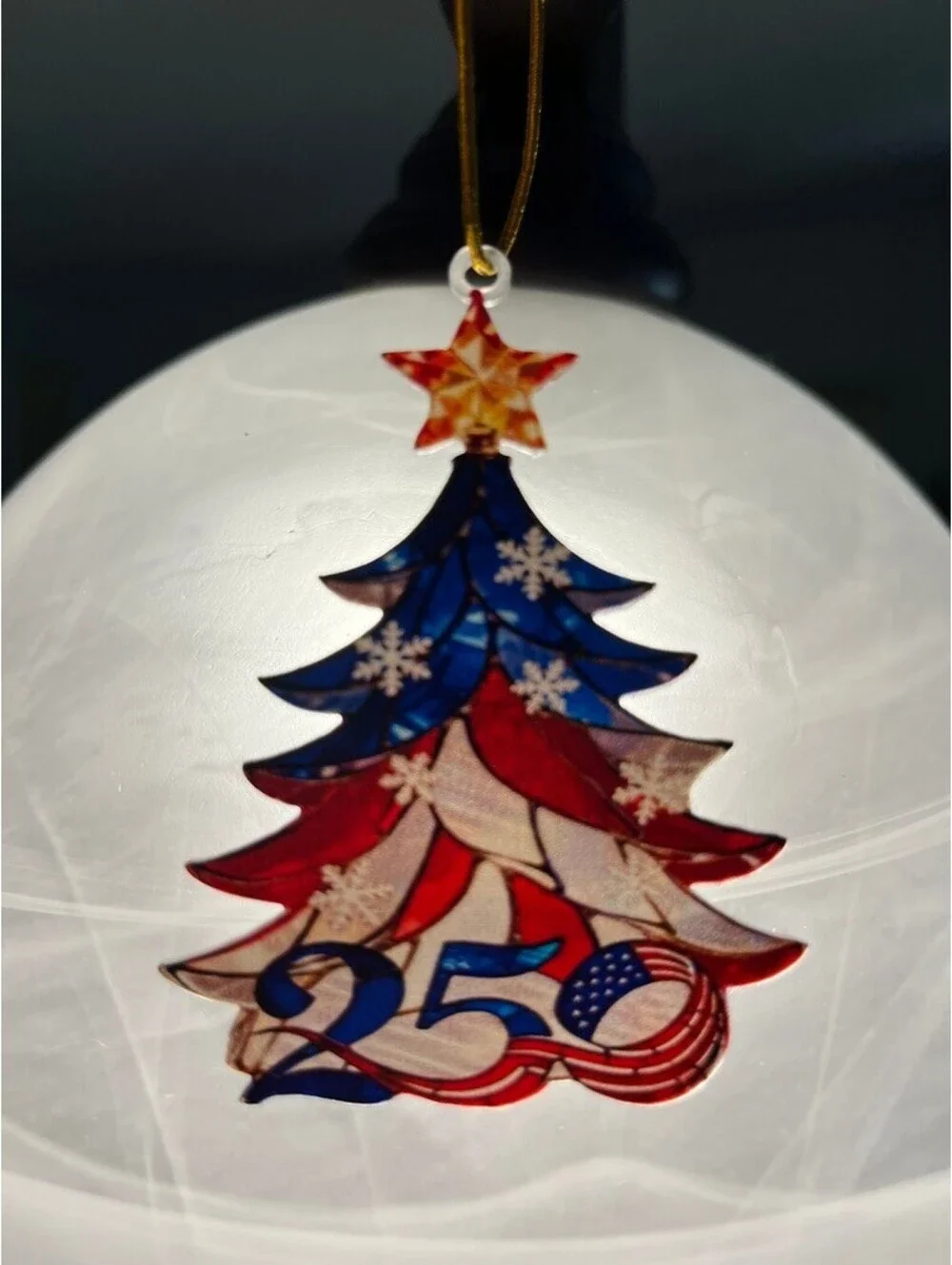 Patriotic 250th Anniversary Christmas Tree Ornament with Star 1/6